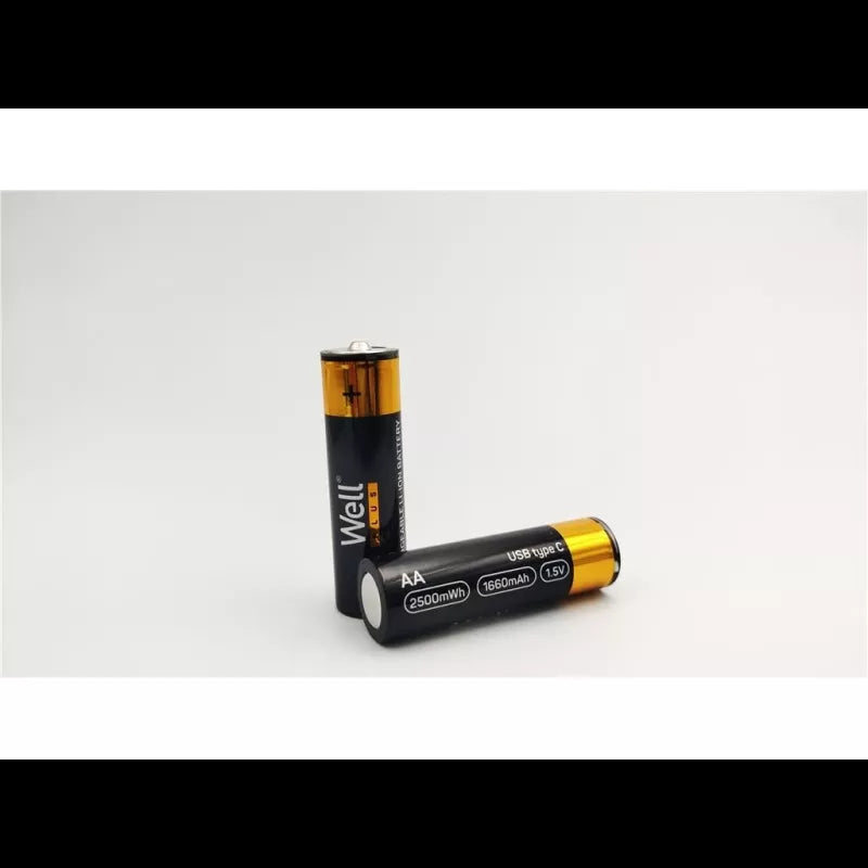 Acumulator AA R6 Li-ion 14500 1.5V 1660mAh 2500mWh cu incarcare 5V USB-C 2buc/blister Well ACCU-14500/166C-BL2-WL