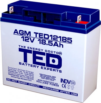 Acumulator TED 12V 18.5Ah AGM plumb acid terminal T3 181mm x 76mm x h167mm