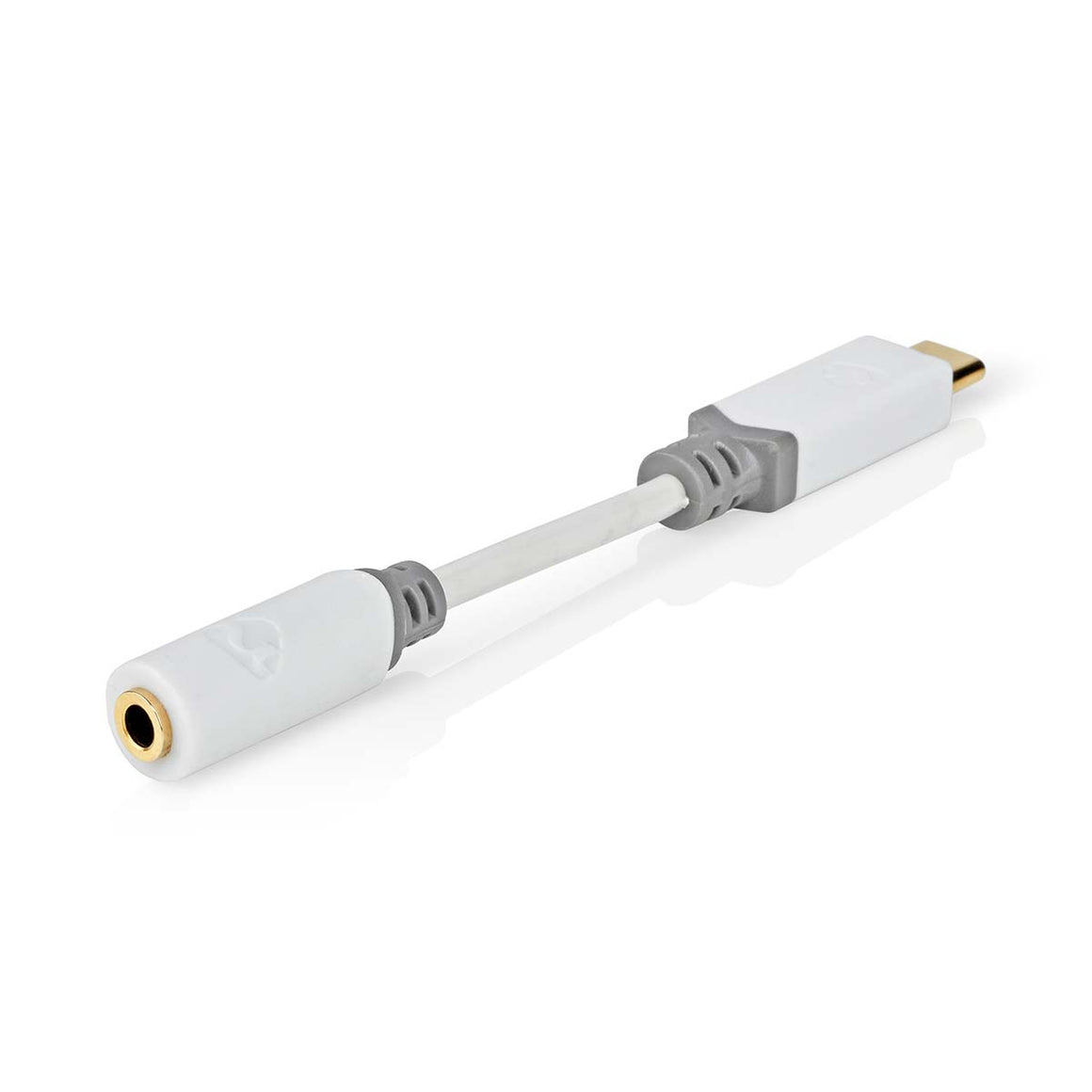 Adaptor PROFESIONAL Digital USB type C tata - Jack 3.5 mm mama Nedis 0.1m alb contacte aurite CCBW65950WT01