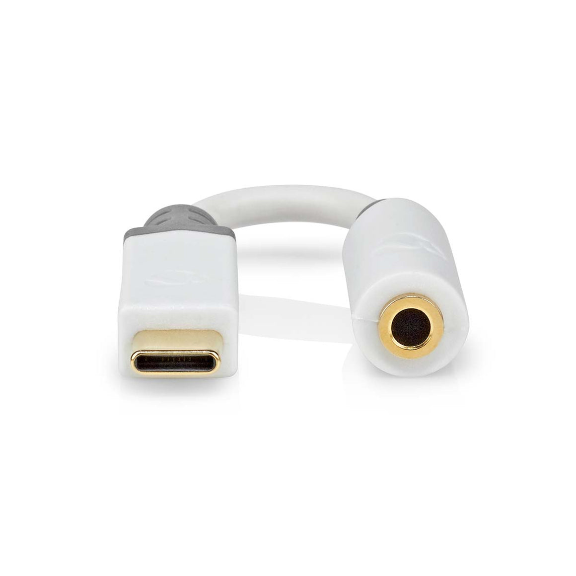 Adaptor PROFESIONAL Digital USB type C tata - Jack 3.5 mm mama Nedis 0.1m alb contacte aurite CCBW65950WT01