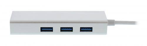 Adaptor retea +hub USB Type C la Gigabit Ethernet si 3x USB3.0 Well