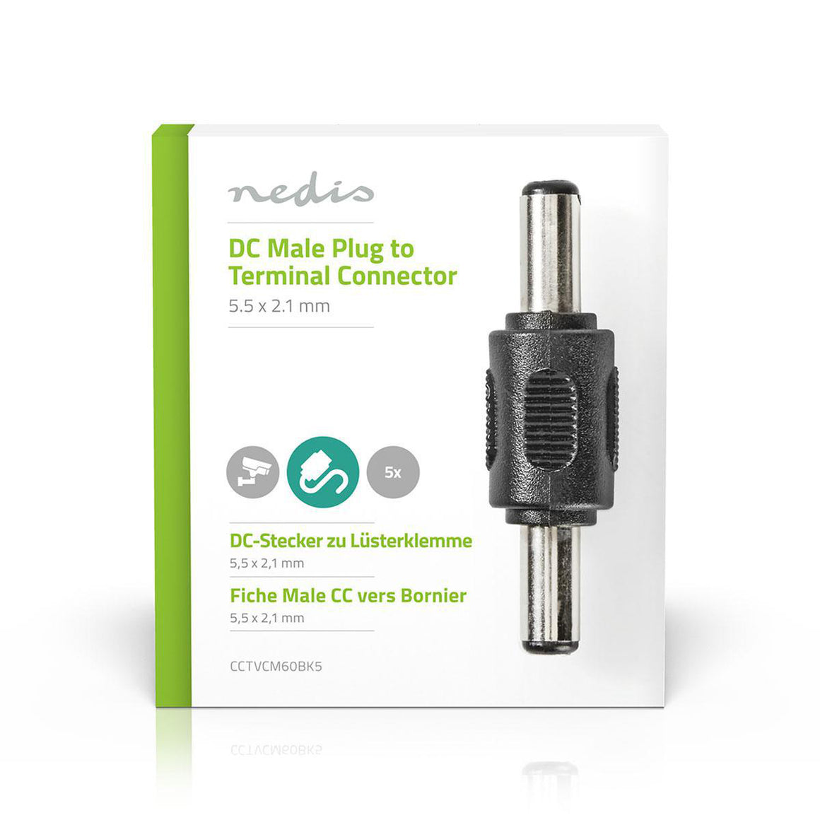 Adaptor tata-tata DC 5.5x2.1 mm 1buc conector pentru securitate CCTV NEDIS