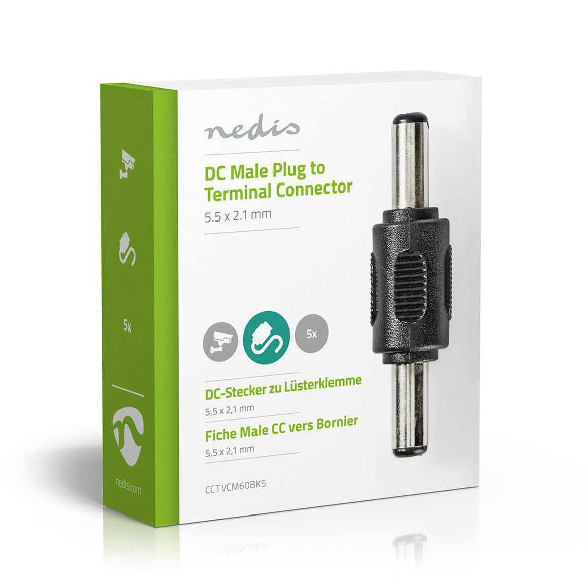 Adaptor tata-tata DC 5.5x2.1 mm 1buc conector pentru securitate CCTV NEDIS