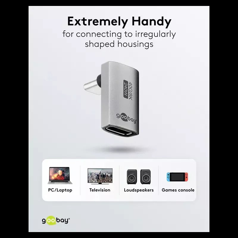 Adaptor USB-C mama - USB-C tata vertical 90 Thunderbolt3/4 Goobay 74442