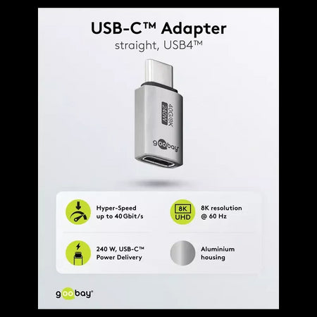 Adaptor USB-C3.1 mama - USB-C tata drept Thunderbolt 3 /4 Goobay 74447