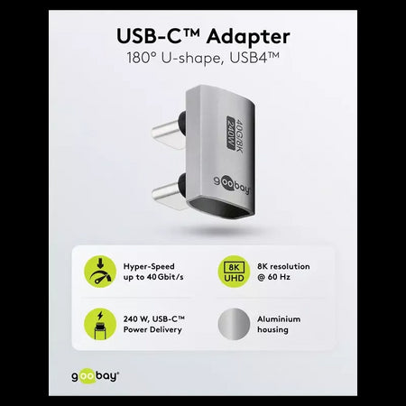 Adaptor USB-C3.1 mama - USB-C tata la 180 in forma de U Thunderbolt 3 /4 Goobay 74446