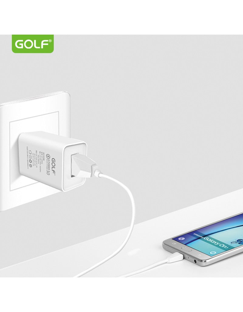 Alimentator Incarcator retea 230V la 1x QC USB 3A Fast Charge Alb GF-U206Q blister Golf
