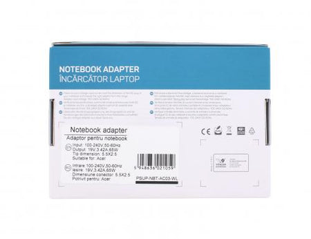Alimentator pentru laptop ACER 19V 3.42A 65W 5.5x2.5 mm WELL