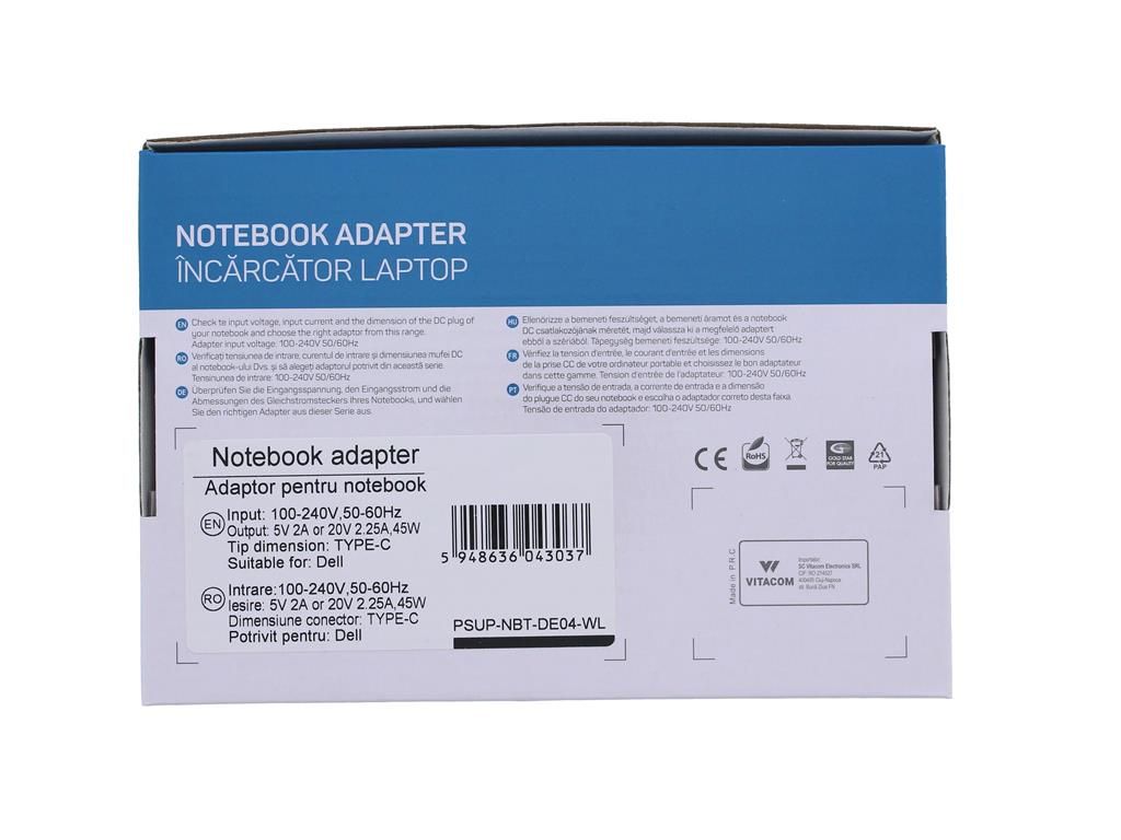 Alimentator pentru laptop Dell 5V/2A 20V/2.25A 45W USB type C Well