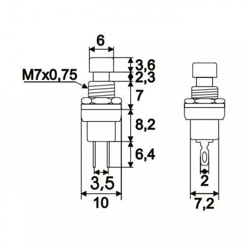 Buton 1 circuit 12VDC ON-(OFF) fara retinere rosu