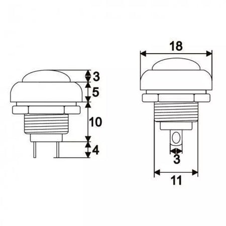 Buton 1 circuit 1A 250V OFF-(ON) portocaliu fara retinere