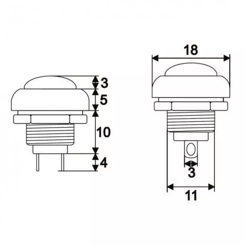Buton 1 circuit 1A 250V OFF-(ON) verde fara retinere