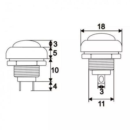 Buton 1 circuit 1A 250V OFF-(ON) verde fara retinere