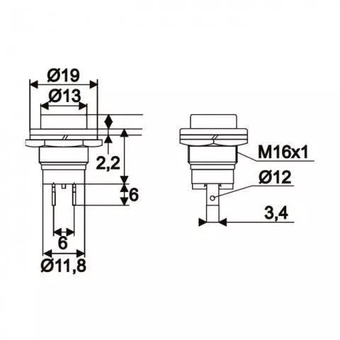 Buton 1 circuit 2A 250V OFF-(ON) fara retinere verde 09065ZO