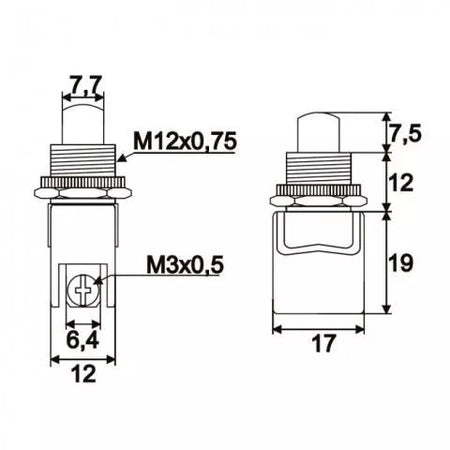 Buton 1 circuit 4A 250V ON-(OFF) fara retinere negru