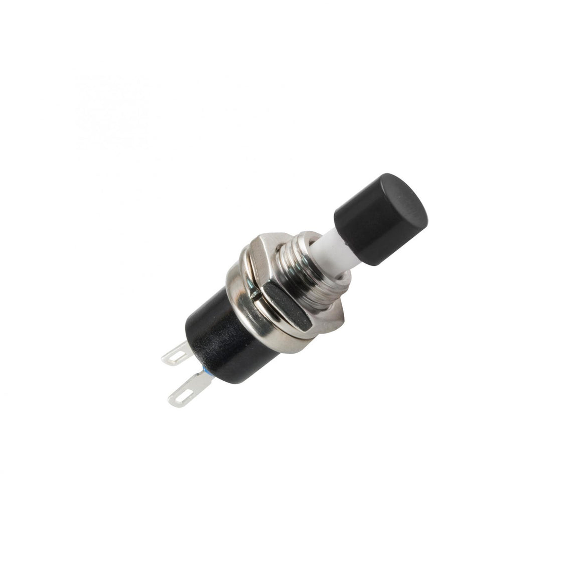 Buton intrerupator mini OFF-ON fara retinere 1 circuit 12V 1.5A negru incastrabil 7mm