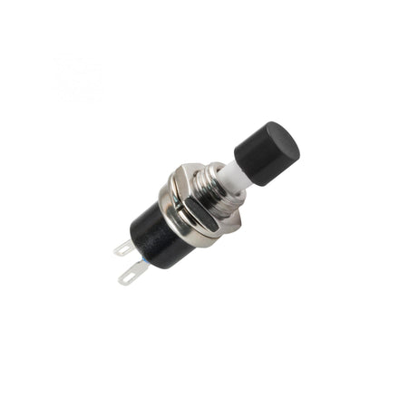 Buton intrerupator mini OFF-ON fara retinere 1 circuit 12V 1.5A negru incastrabil 7mm