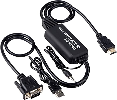 Cablu adaptor convertor VGA tata + audio JACK 3.5 mm tata la HDMI tata 1.8m alimentare prin USB