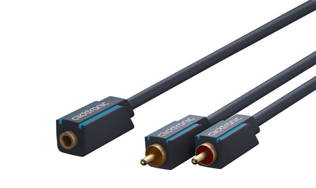 Cablu adaptor Profesional Jack 3.5 mm mama - 2x RCA tata OFC cupru 10cm dublu ecranat aurit Clicktronic 70493