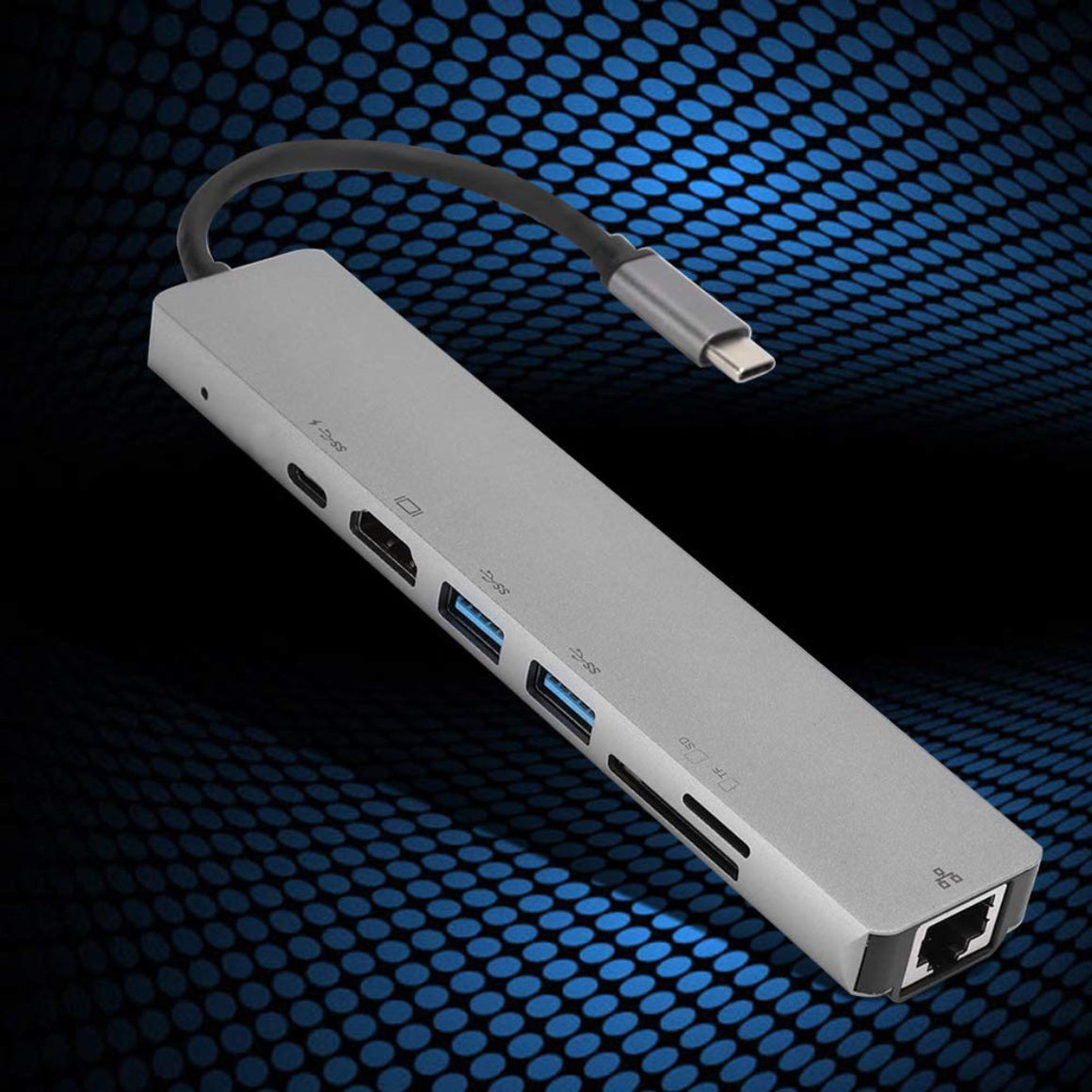 Cablu adaptor USB TYPE C - HDMI 4K/2K + 2x USB3.0 + USB TYPE C 100W + RJ45 LAN RETEA + CardRW SD + MicroSD