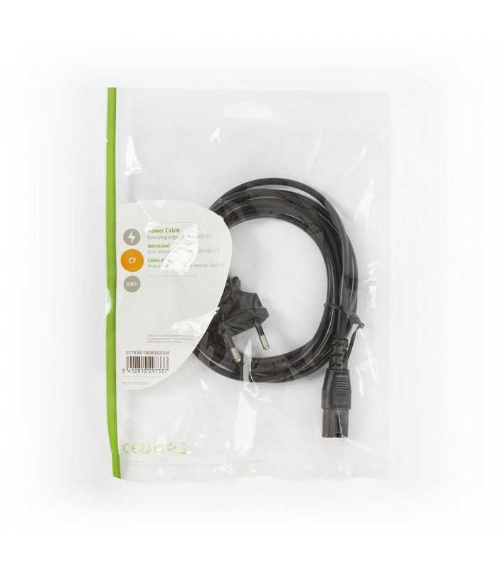 Cablu alimentare Euro cotit tata - 2 pini IEC-320-C7 2m Nedis