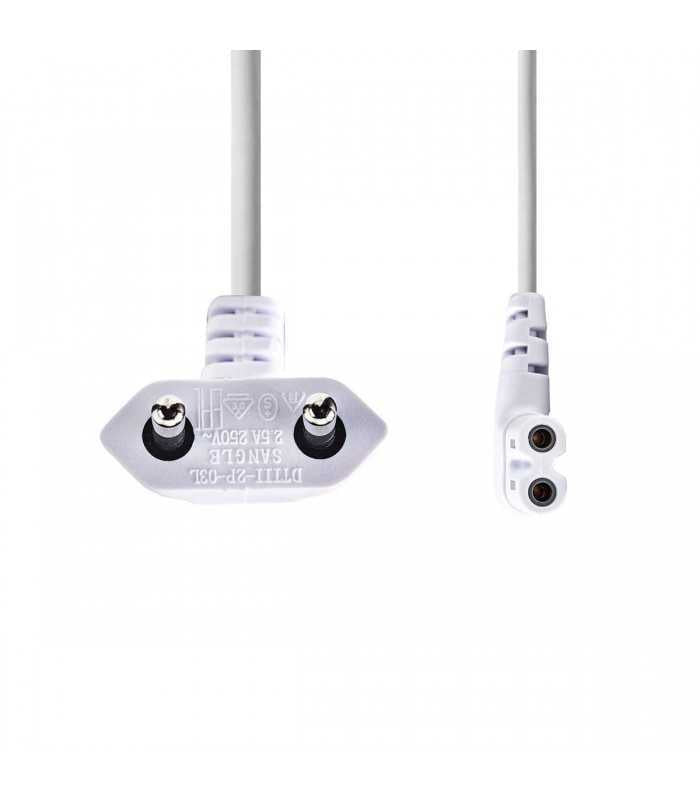 Cablu alimentare Euro tata cotit - 2 Pini IEC-320-C7 cotit 2m alb Nedis