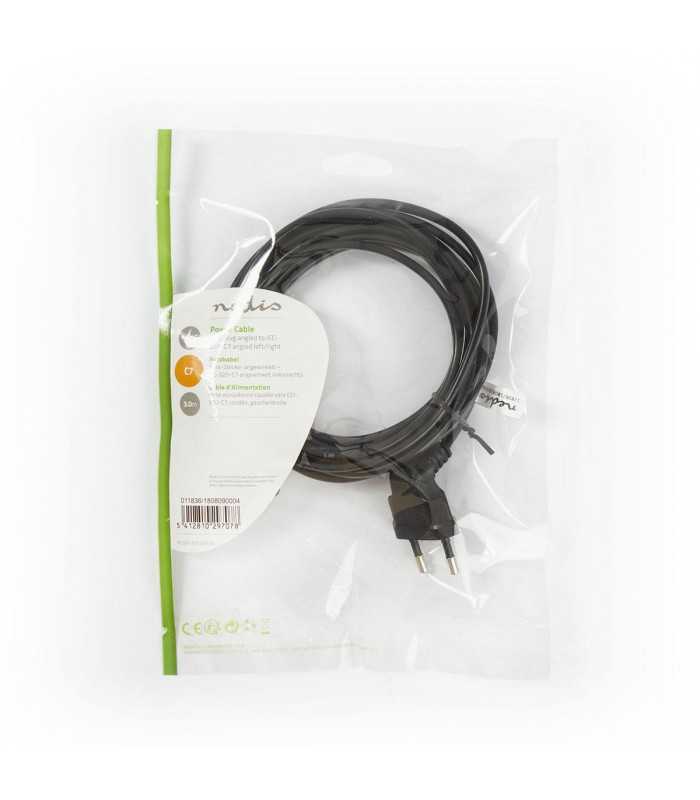 Cablu alimentare Euro tata cotit - 2 Pini IEC-320-C7 cotit 3m Nedis