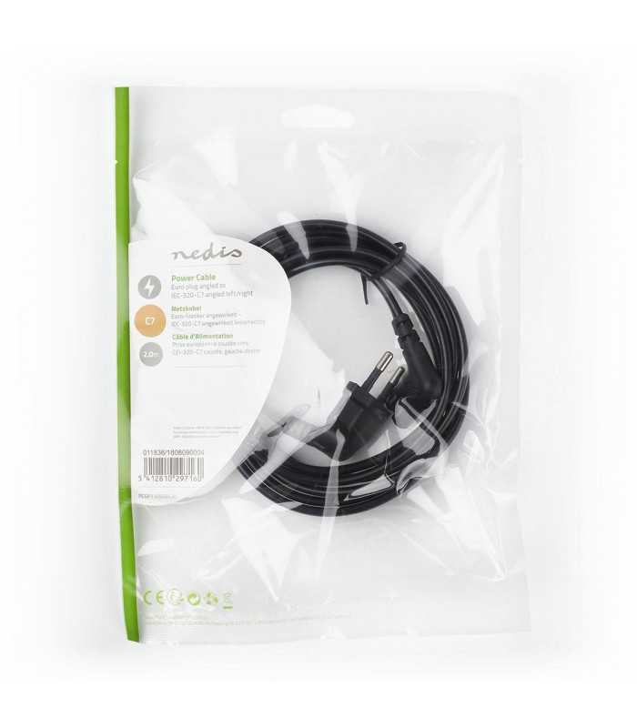 Cablu alimentare Euro tata cotit - IEC-320-C7 cotit 2m Nedis