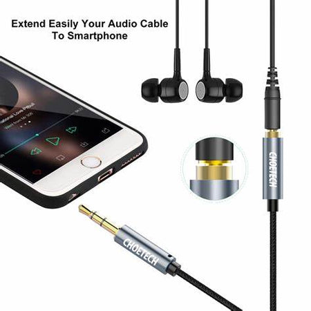 Cablu audio Jack stereo Choetech AUX001 3.5 mm tata - 3.5 mm mama 2m negru