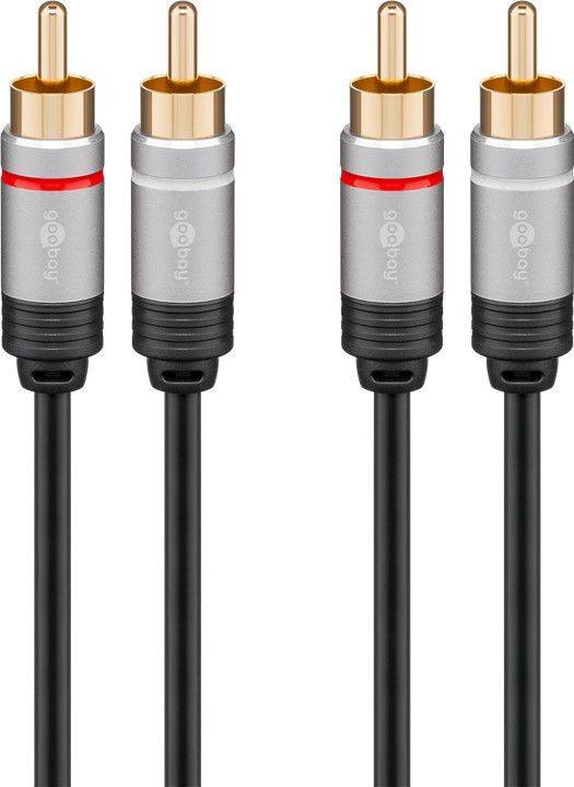 Cablu audio stereo 2x RCA tata - 2x RCA tata 1.5m dublu ecranat Goobay Plus