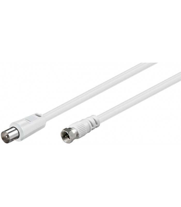 Cablu conexiune antena /SAT 5m F tata - Coaxial tata alb Goobay