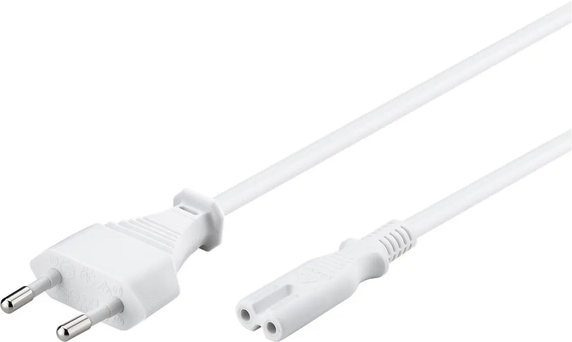 Cablu de alimentare cu 2-pin Euro 5m alb 2x0.75 mm2 cu priza C7 pentru aparate electronice 93988 Goobay