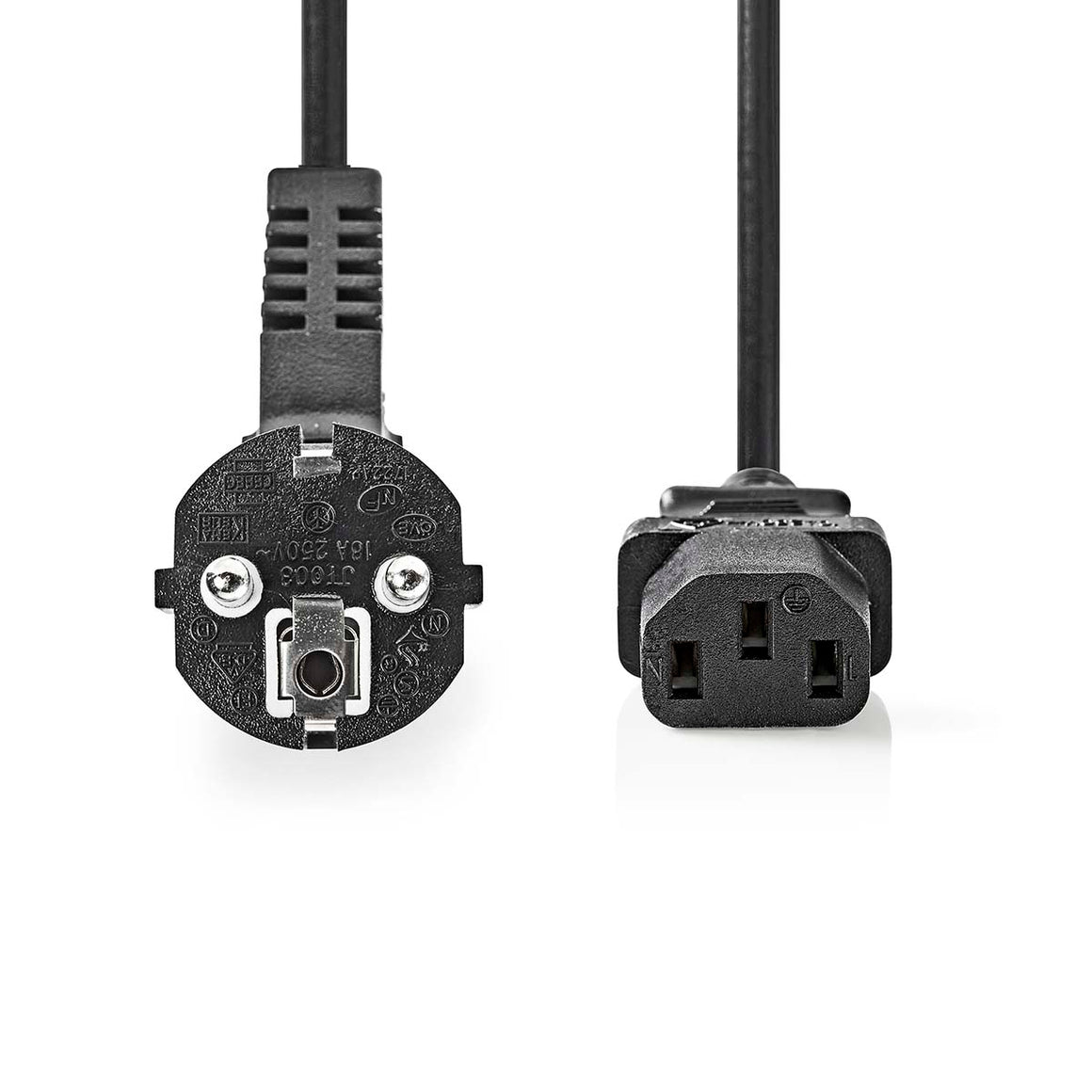Cablu de alimentare PC UPS Schuko tata cotit - IEC-320-C13 2m cupru 10A negru Nedis