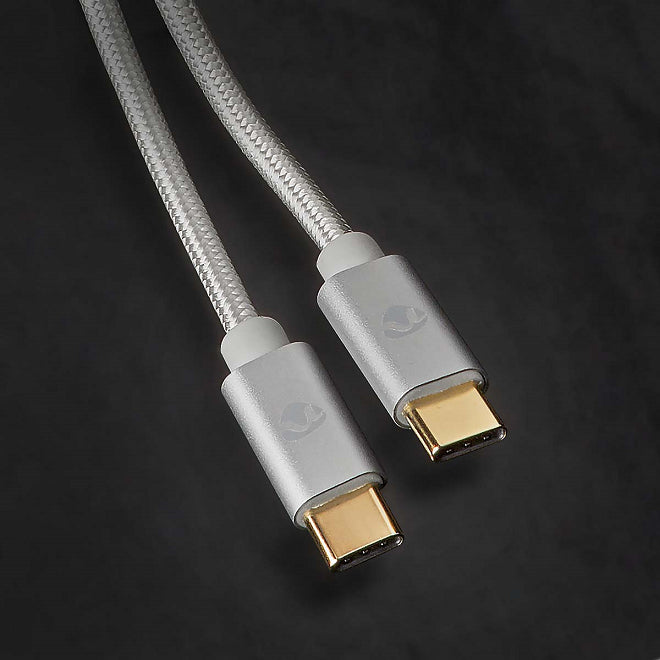 Cablu de alimentare si sincronizare USB type C 2.0 tata-tata 5A 100W aurit 2m argintiu Nedis