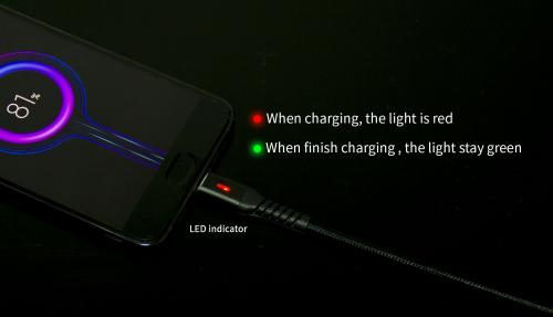 Cablu de date si incarcare USB Type C 1m Well indicator incarcare 3A negru