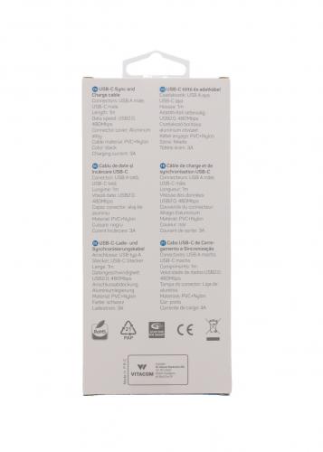 Cablu de date si incarcare USB Type C 1m Well indicator incarcare 3A negru