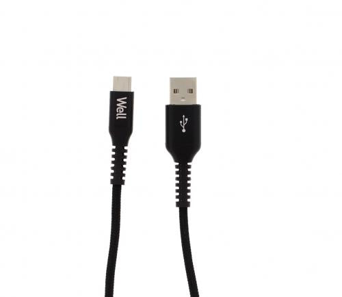Cablu de date si incarcare USB Type C 3A 1m Well negru