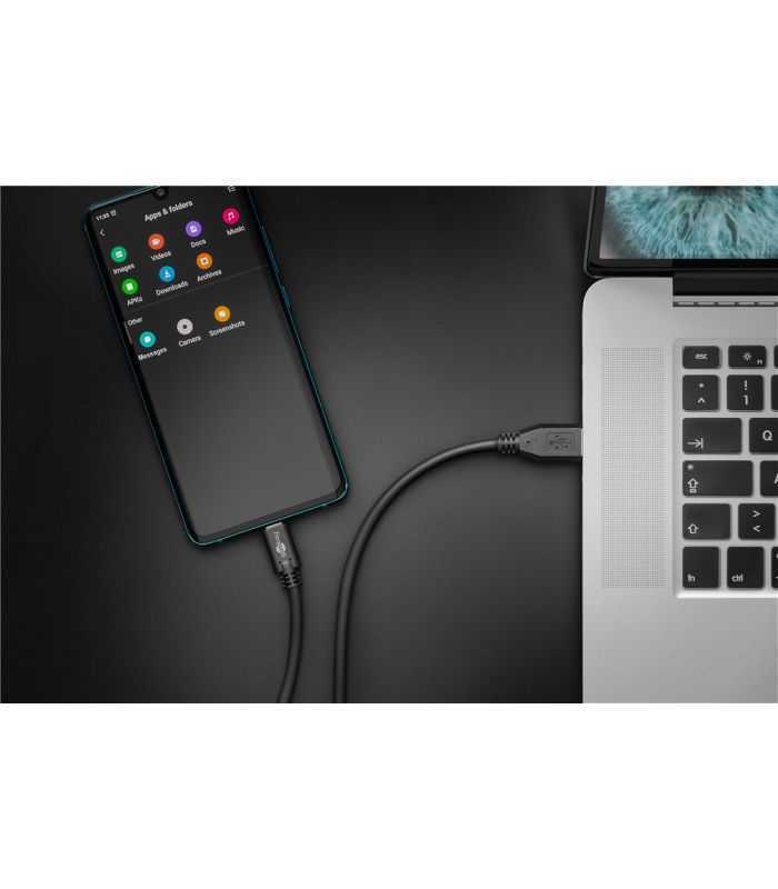 Cablu de incarcare si sincronizare USB 3.0 - USB TYPE C 3m 3A 15W negru Goobay
