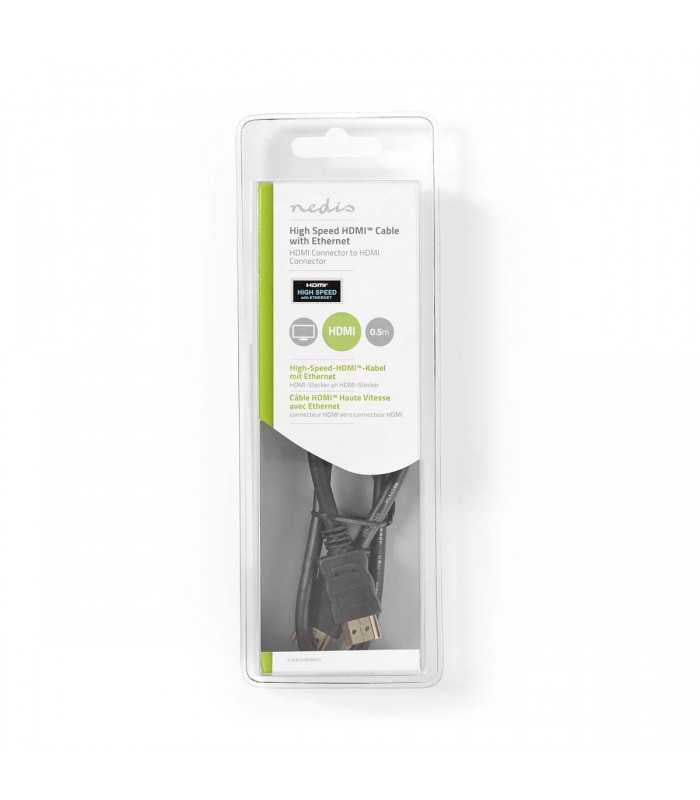 Cablu HDMI tata - HDMI tata cu Ethernet 0.5m Nedis