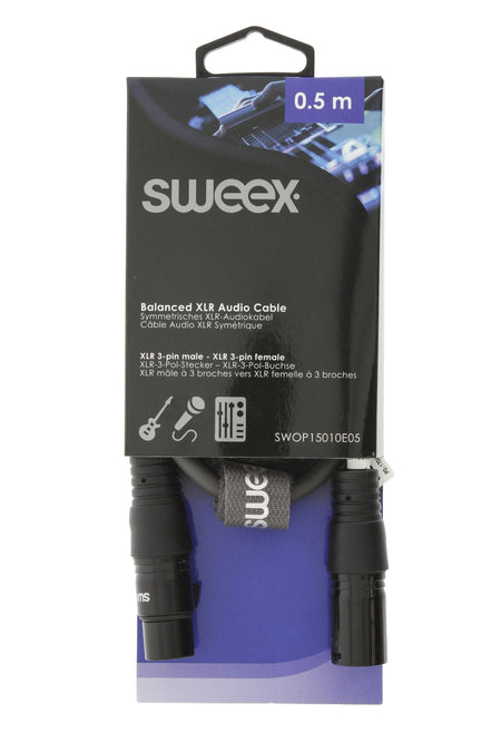 Cablu prelungitor audio Stereo XLR XLR 3-Pini tata - XLR 3-Pini mama 0.5m Gri SWEEX