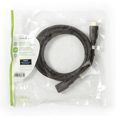 Cablu prelungitor HDMI tata - HDMI mama HighSpeed Ethernet contacte aurite 2m Nedis