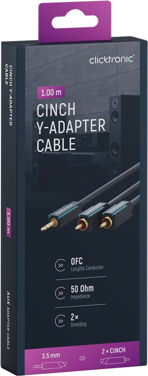Cablu Profesional audio Jack 3.5 mm - 2x RCA 1m cupru OFC Clicktronic 70465