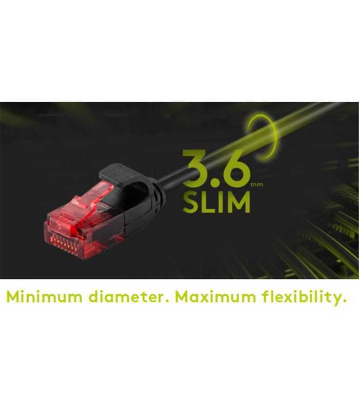 Cablu slim 3.6mm patchcord Cat6 UTP 5m negru 250MHz RJ45 cupru Goobay