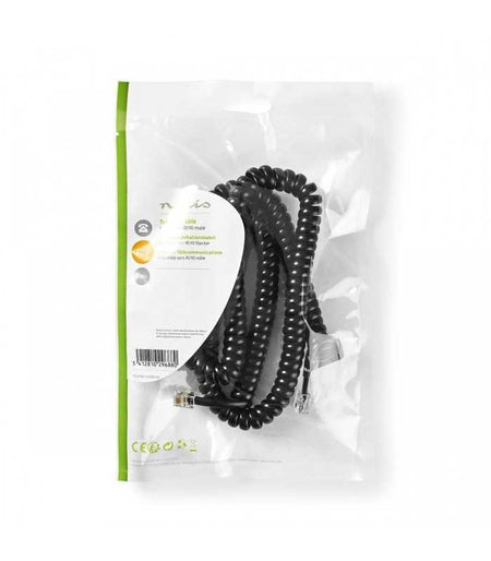 Cablu spiralat RJ10 tata - RJ10 tata 5m negru Nedis