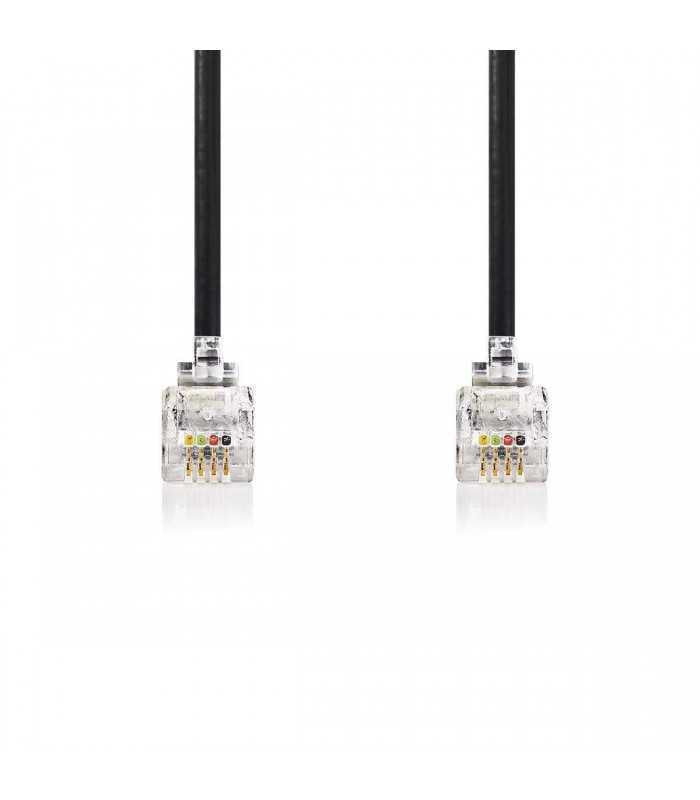 Cablu spiralat RJ10 tata - RJ10 tata 5m negru Nedis