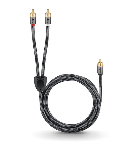 Cablu subwoofer premium flexibil RCA Y 3m RCA tata - 2x RCA tata negru Goobay Plus 65301