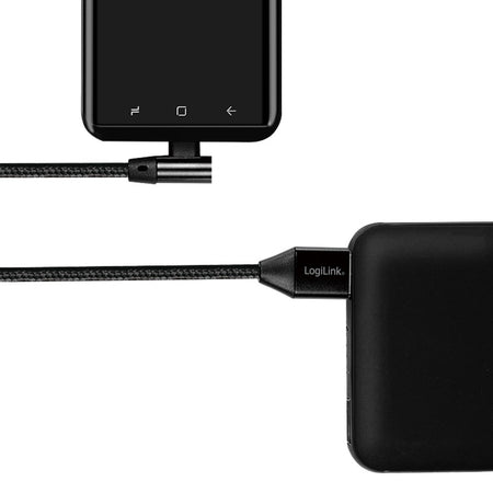 Cablu USB 2.0 A mufa tata - USB Type C mufa tata in unghi 0.3m LOGILINK CU0137