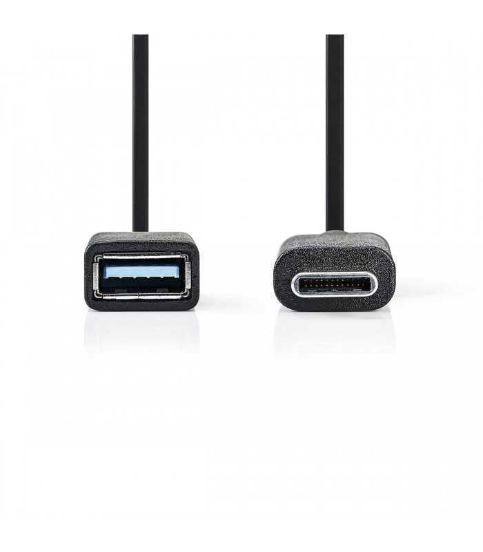 Cablu USB 3.0 mama - USB Type C tata 0.15m negru NEDIS