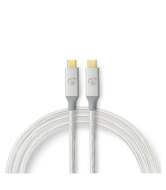 Cablu USB 3.2 Gen2x2 TYPE C tata-tata 2m 20Gbps 100W 5A argintiu Nedis
