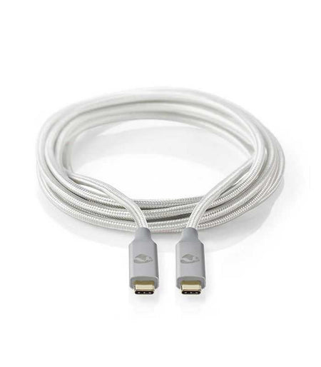 Cablu USB 3.2 Gen2x2 TYPE C tata-tata 2m 20Gbps 100W 5A argintiu Nedis